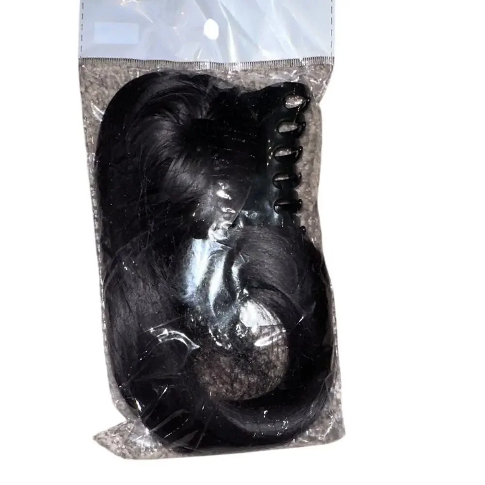 synthetic claw clip dark brown clip-on ponytail 16
